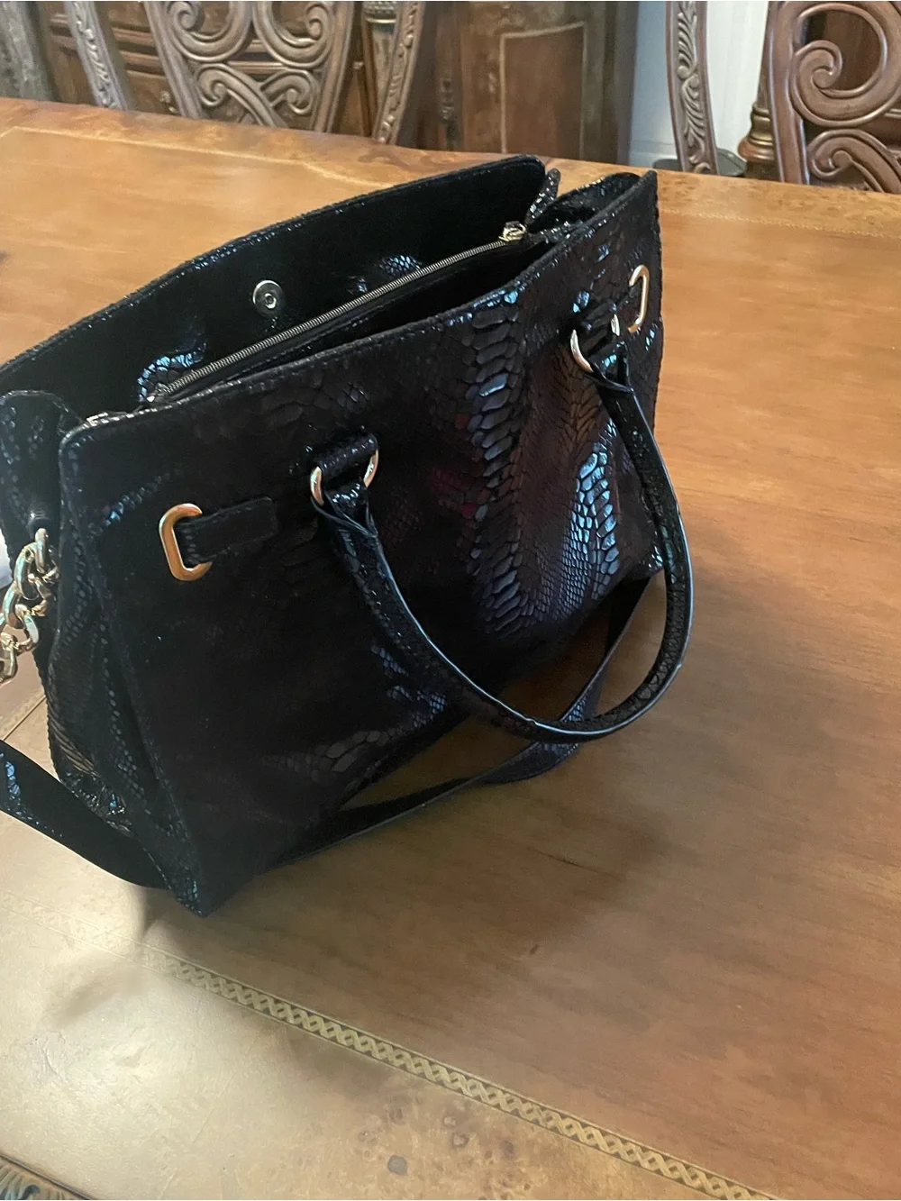 Michael Kors Genuine leather large Tote Handbag in Black